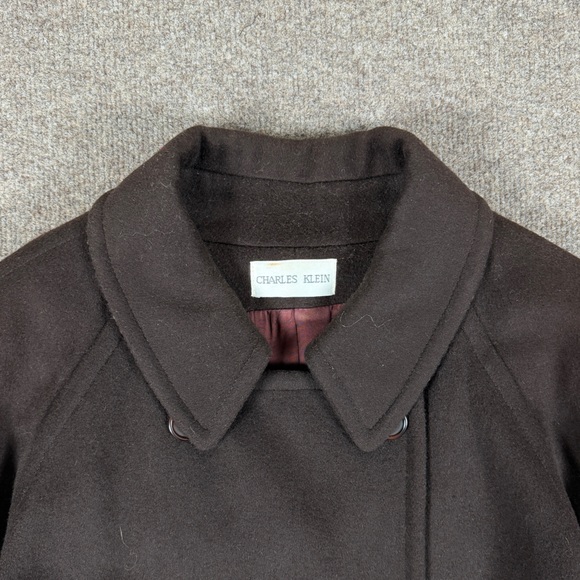 VTG Charles Klein Brown Wool Floor Length Double Breasted Belted Coat Women’s 3X - Picture 7 of 13